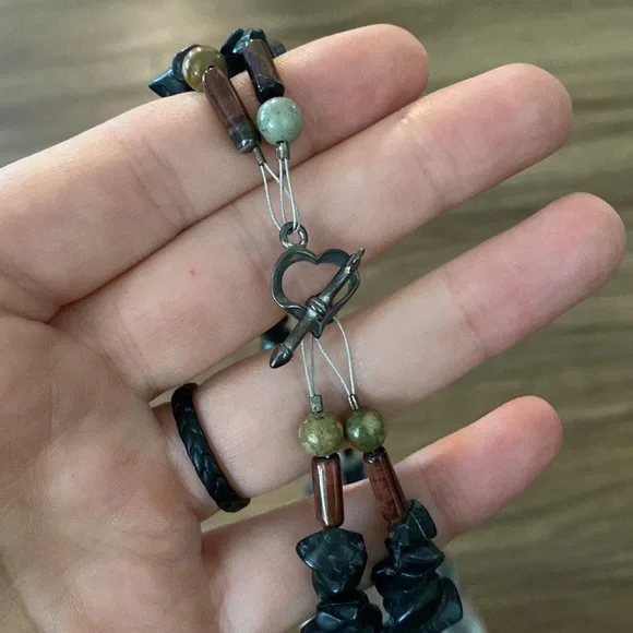 Beautiful artisan large jasper pendent 2 strand necklace Jasper/stone beads - Picture 4 of 9